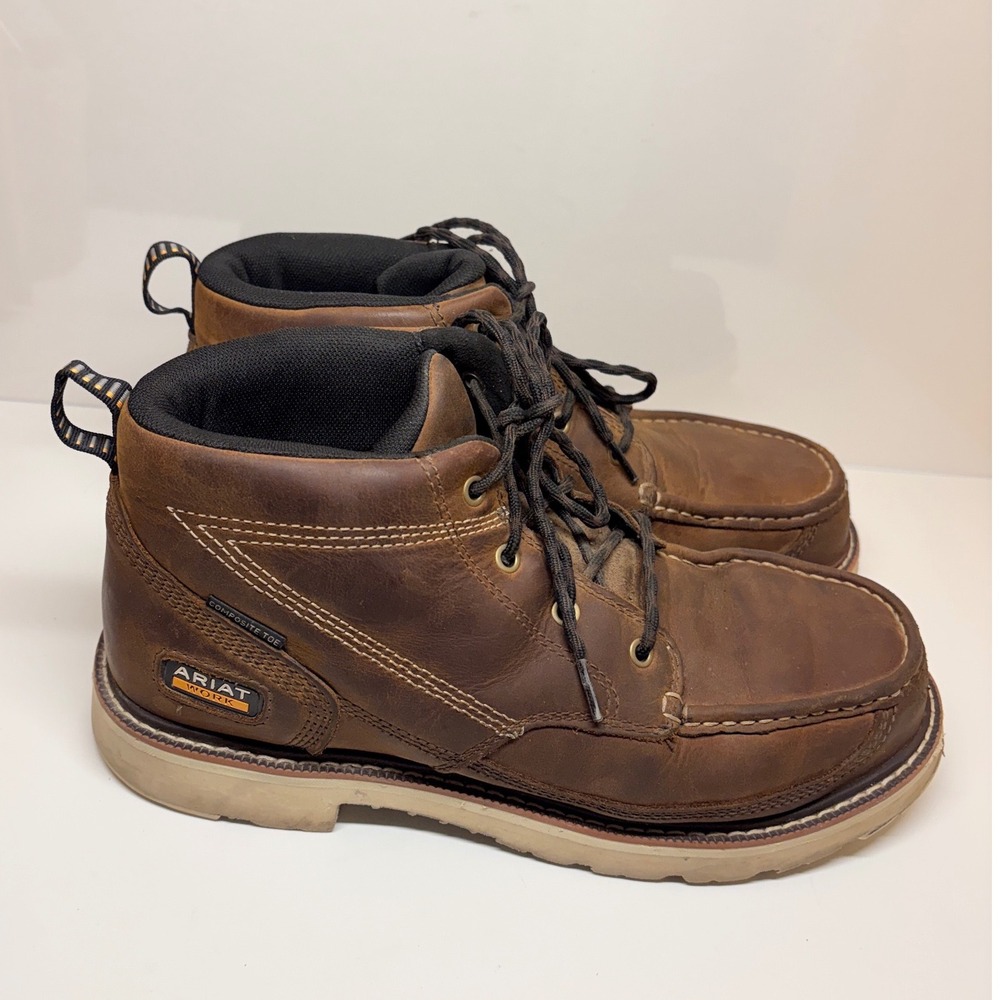 Ariat Rebar Mens 11D Brown Leather Moc Composite Toe Work Boots